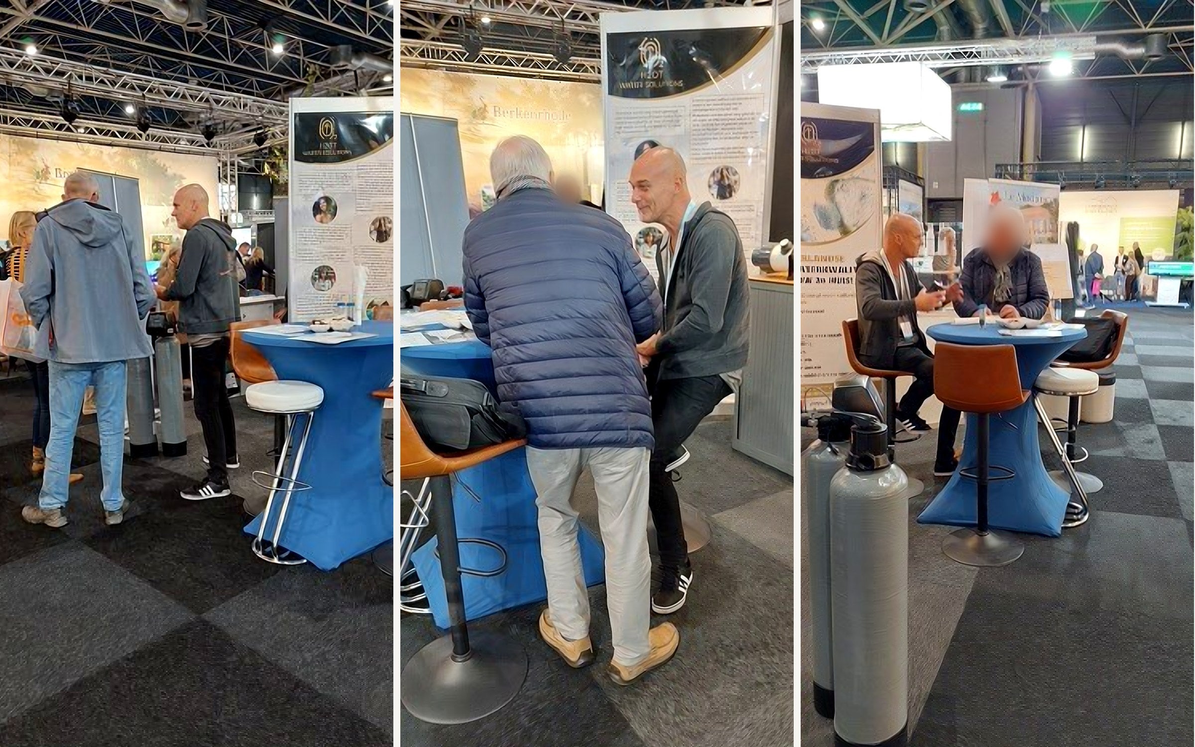 Dennis Sanders in gesprek met bezoekers op de beursstand van H2Ot